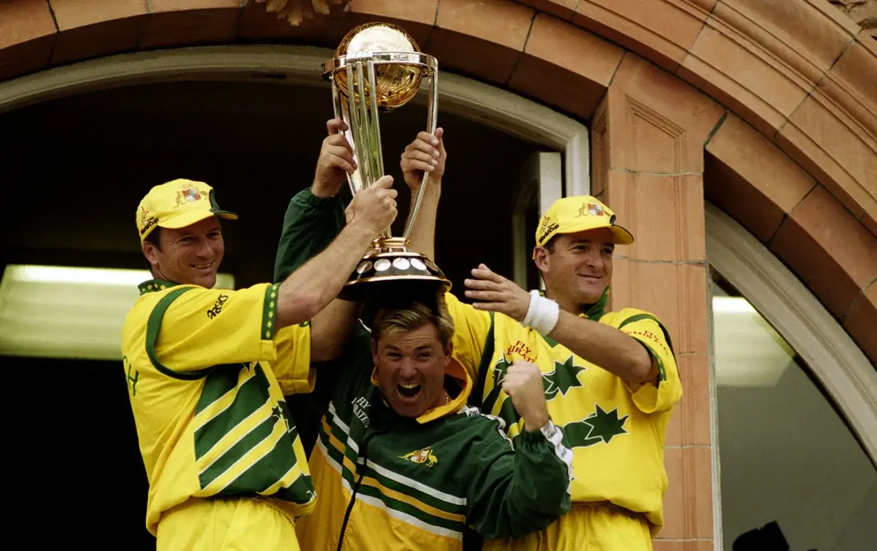 Mark Waugh with ICC Trophy