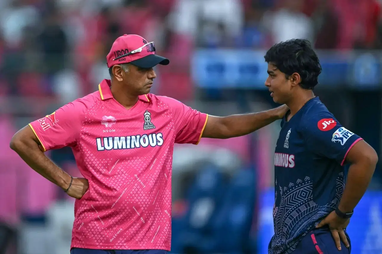 Rahul Dravid with Vaibhav Suryavanshi
