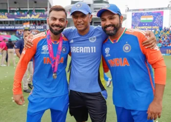 Rahul Dravid with Kohli and Rohit