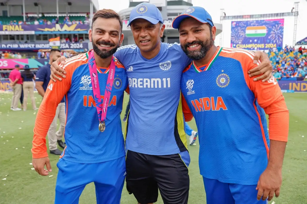Rahul Dravid with Kohli and Rohit